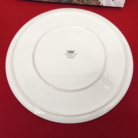 Christopher Stuart Cake Platter w/Server Royal Gold Bone China Cookie Plate - Picture 8 of 10